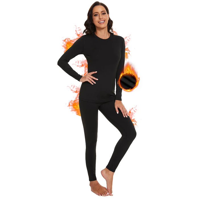 Winter Thermal Underwear Set for Women Long Johns Slim Body and High Elasticity Cold Weather Pajamas Top Bottom Ladies Suit
