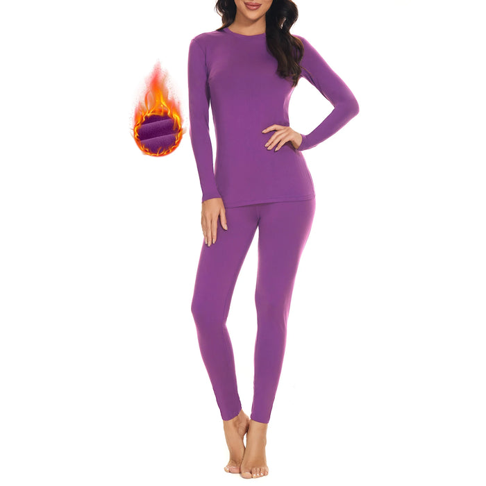 Winter Thermal Underwear Set for Women Long Johns Slim Body and High Elasticity Cold Weather Pajamas Top Bottom Ladies Suit
