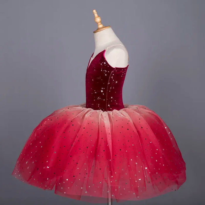 Ruoru Blingbing Red Color Girls Dress Kids Costume Ballet Dress Tutu Skirt with Adjustable Straps Ballerina Dress Leotard