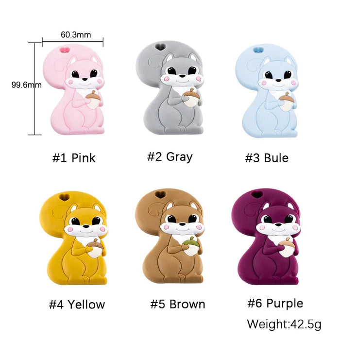 10pc Baby Silicone Teether Rodent Silicone Animal Fox Pacifier Teeth Pendant BPA Free Silicone Beads Chew Biter Children Goods