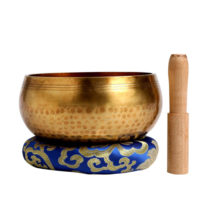 Silent Mind  Tibetan Singing Bowl Set  Antique Design  With Dual Surface Mallet and Yoga physiotherapy uses this pure bowl voice