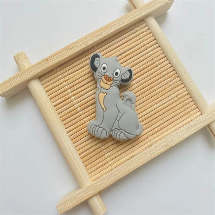 10pcs Silicone lion Beads Cartoon Teether DIY Baby Pacifier Teething Making Necklace Sensory Toy Food Grade Beads