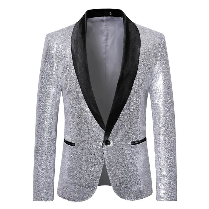 Shiny Gold Sequin Glitter Embellished Blazer Jacket Men Nightclub Prom Suit Blazer Men Costume Homme Stage Clothes For singers