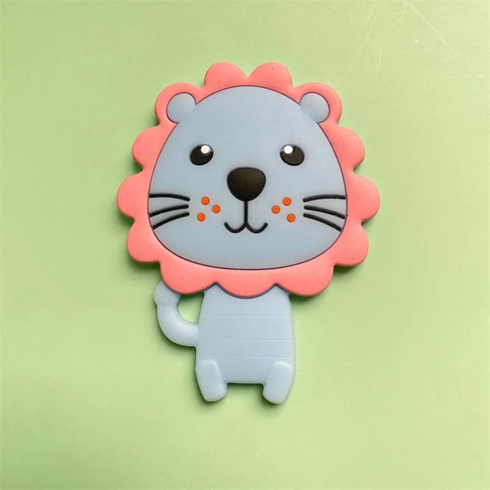 10pcs Silicone lion Beads Cartoon Teether DIY Baby Pacifier Teething Making Necklace Sensory Toy Food Grade Beads