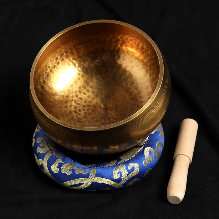 Silent Mind  Tibetan Singing Bowl Set  Antique Design  With Dual Surface Mallet and Yoga physiotherapy uses this pure bowl voice