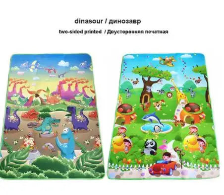 Baby Play Mat 180*120*0.5cm Double Side Dinosaur+Animal Car Children Floor Carpet Kids Crawling Rugs Baby Game Pad Gym Cushion