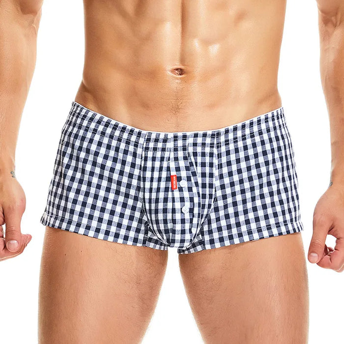 SEOBEAN Men's Underwear Sleepwear Lounge Shorts Cotton Plaid Boxer Shorts Thin Home Arrow Panties Men Pajamas Sleep Bottoms