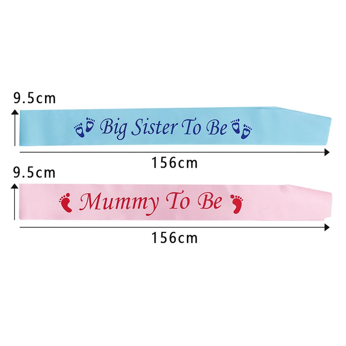 1PC Mummy Nanny Aunty Big Sister & Grandma To Be Satin Sash Birthday Ribbon Footprint Rose Gold Blue Pink Baby Shower Sashes
