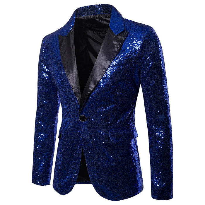 Shiny Gold Sequin Glitter Embellished Blazer Jacket Men Nightclub Prom Suit Blazer Men Costume Homme Stage Clothes For singers