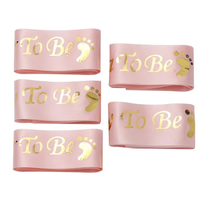 1PC Mummy Nanny Aunty Big Sister & Grandma To Be Satin Sash Birthday Ribbon Footprint Rose Gold Blue Pink Baby Shower Sashes