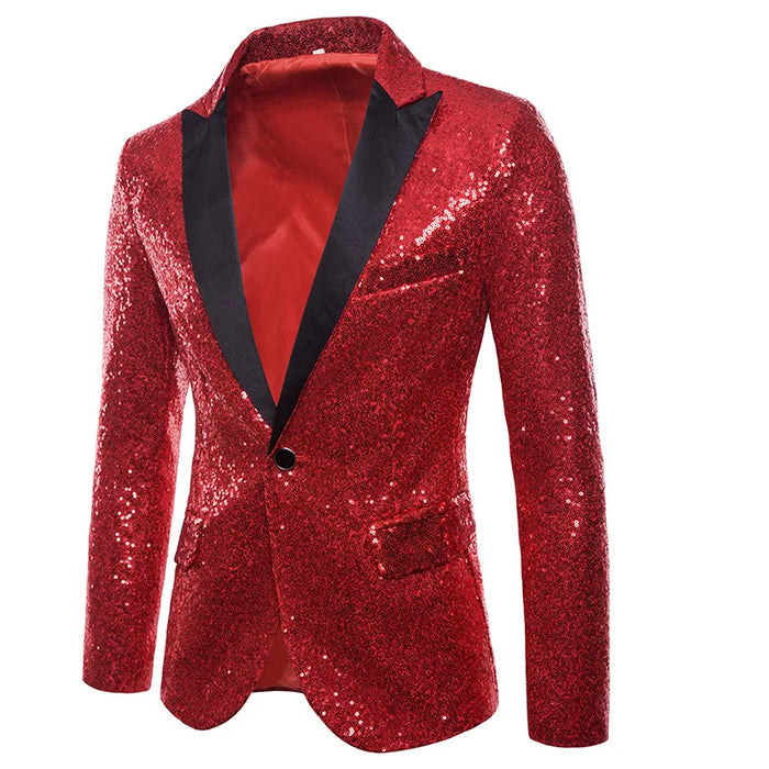 Shiny Gold Sequin Glitter Embellished Blazer Jacket Men Nightclub Prom Suit Blazer Men Costume Homme Stage Clothes For singers