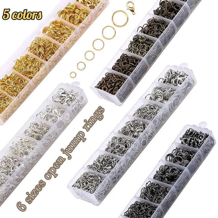 1Box Jewelry Findings Kits Zinc Alloy Open Jump Rings Lobster Clasps for DIY Bracelet Necklace Chain Accessories Making Supplies