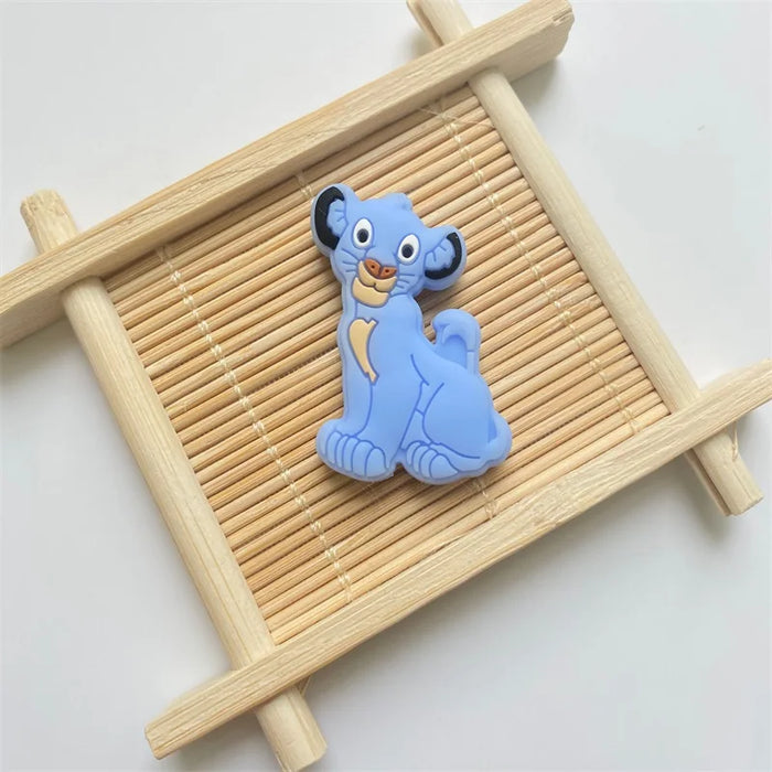10pcs Silicone lion Beads Cartoon Teether DIY Baby Pacifier Teething Making Necklace Sensory Toy Food Grade Beads