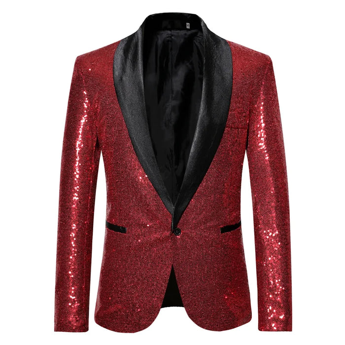 Shiny Gold Sequin Glitter Embellished Blazer Jacket Men Nightclub Prom Suit Blazer Men Costume Homme Stage Clothes For singers