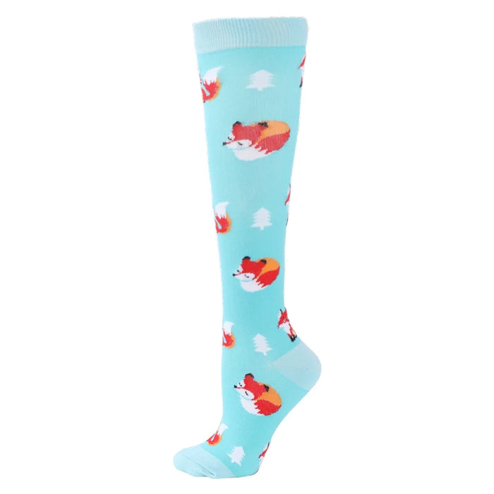 50 Styles Compression Socks Sports Happy Compression Socks Best for Anti Fatigue Pain Relief Knee High Men Women Socks