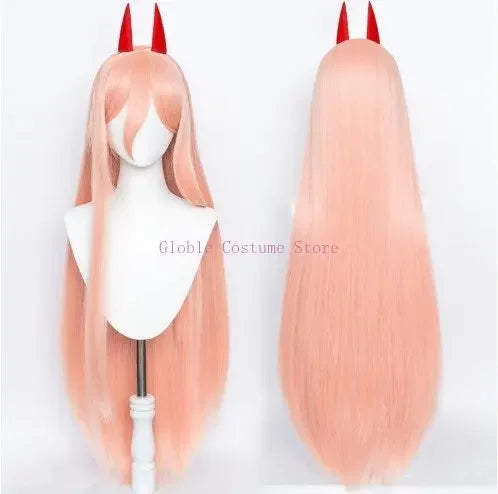 Anime Chainsaw Man Power Wig Cosplay Costume Makima Power Wigs Props Horns Teeth Power T-Shirt