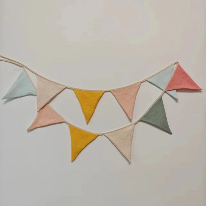 Cotton Bunting Banner Triangle Flags Baby Garland Flag for Baby Shower Party Decor Newborn Photography Props Hanging Banner