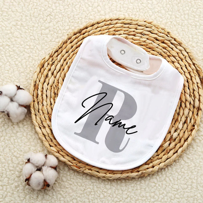 Personalised Baby Bib Bibs Custom Initial with Name Boys Cotton Infant Saliva Towel Letter Print Bib Baptism Baby Shower Gifts
