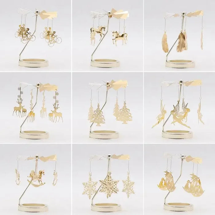 Metal Rotating Spinner Carousel Candle Tea Light Holder Table Rotating Transfer Windmill Decoration Home Elegance Candle Holder