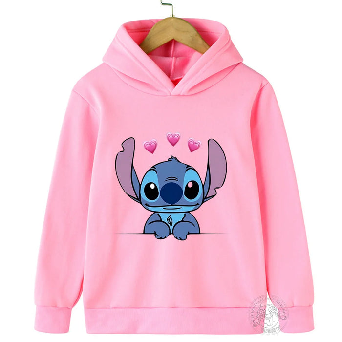 Children Hoodies Stitch Kawaii Fashion Pullover Sweatshirt Anime Manga Cartoons Girls Boy Kids autumn Casual Clothes Tops