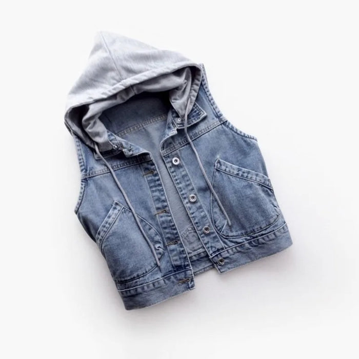 New Denim Vest Women's Spring Autumn Clothes Sleeveless Wild Tops Short Hooded Jacket Women Denim Jeans Vest Jacket Female