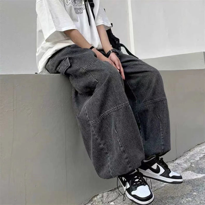 2022 Spring Autumn Trousers y2k baggy jeans for men Wide leg Pants Pockets Elastic Waist Streetwear Loose comfortable Pants
