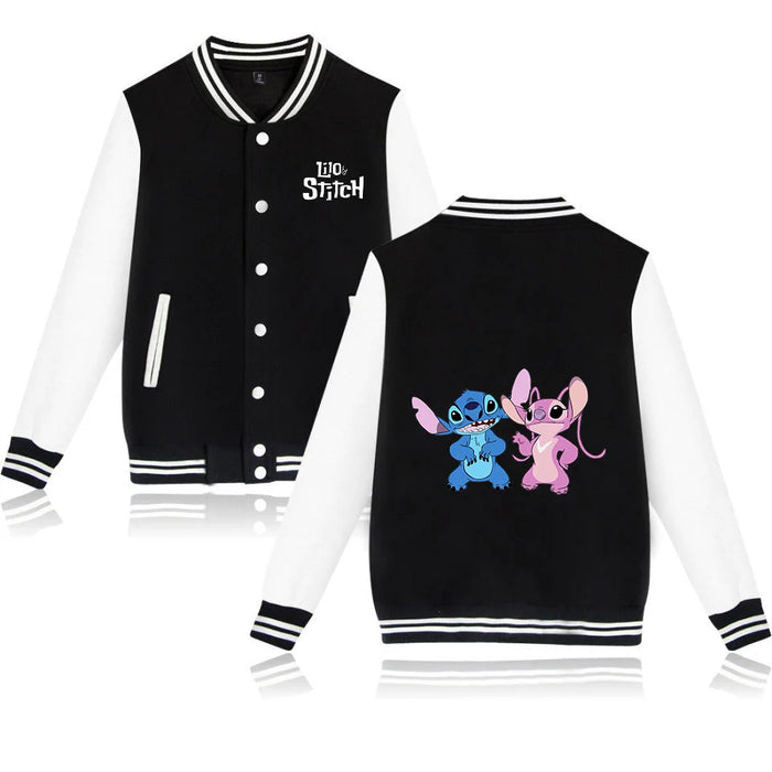 Disney Lilo Stitch Baseball Jacket Men Women Hip Hop Harajuku Jackets Streetwear Kids Boys Girls Loose College Coats