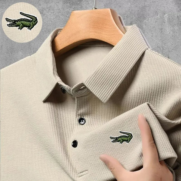 High quality Men's Long Sleeve T-shirt Spring And Autumn Cotton Embroidered Polo Shirt Lapel Men's Clothing Base Shirt Loose