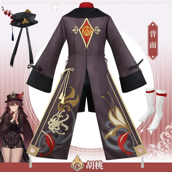 Cosplay Genshin Impact Anime Game Hutao Costume Wig Stricker Accessories Uniform Hu Tao Halloween Women Clothes