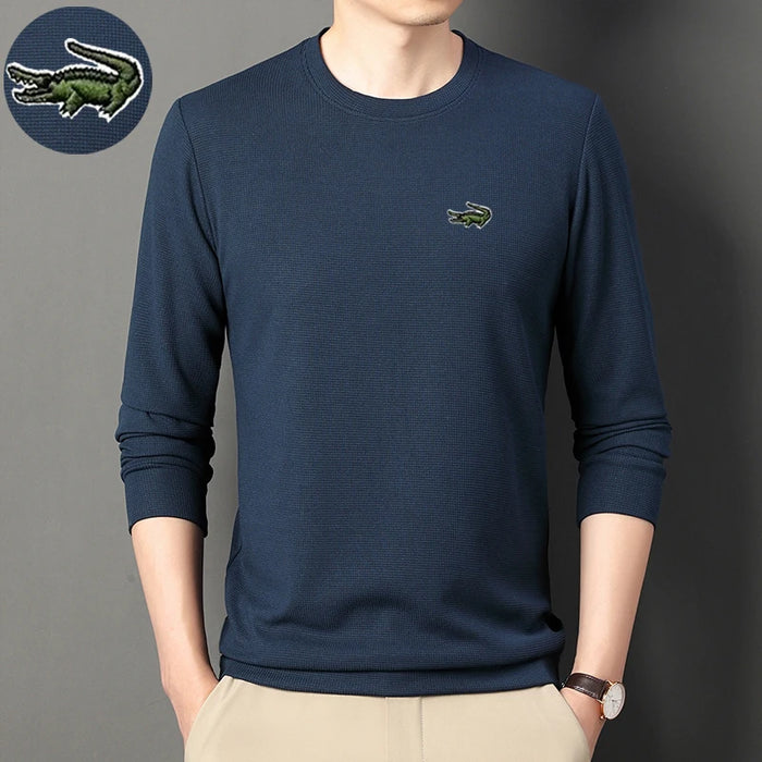 High quality Men's Long Sleeve T-shirt Spring And Autumn Cotton Embroidered Polo Shirt Lapel Men's Clothing Base Shirt Loose