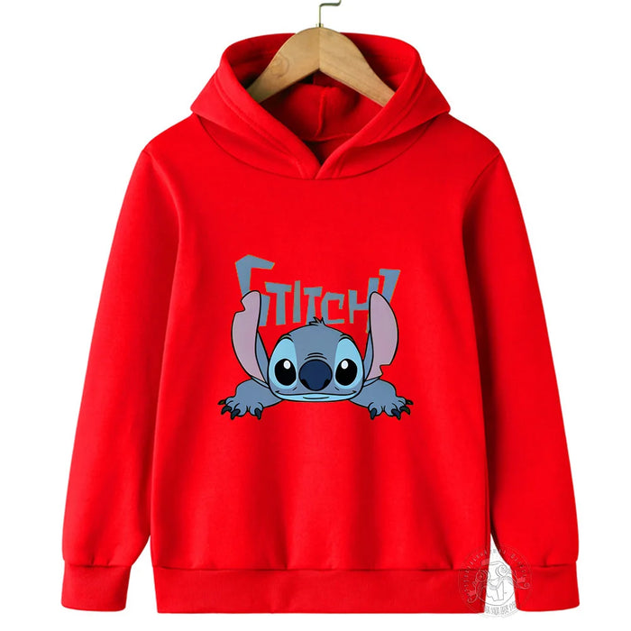Children Hoodies Stitch Kawaii Fashion Pullover Sweatshirt Anime Manga Cartoons Girls Boy Kids autumn Casual Clothes Tops