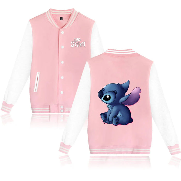 Disney Lilo Stitch Baseball Jacket Men Women Hip Hop Harajuku Jackets Streetwear Kids Boys Girls Loose College Coats