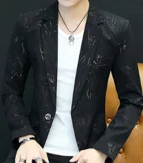 HOO 2024 Men 's casual collar blazers  youth handsome trend Slim print blazers   5XL   6XL