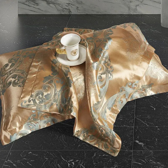 WOSTAR Satin rayon jacquard duvet cover 220x240 summer luxury double bed quilt cover bedding set queen king size comforter set