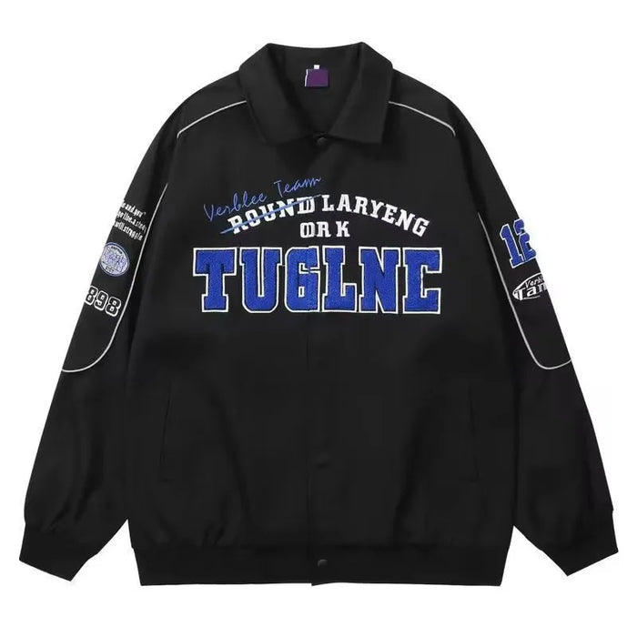 Bomber Jacket Men Women Hip Hop Embroidery Motorcycle Loose Baseball Coat Casual High Quality Street Racing Varsity Outwear New