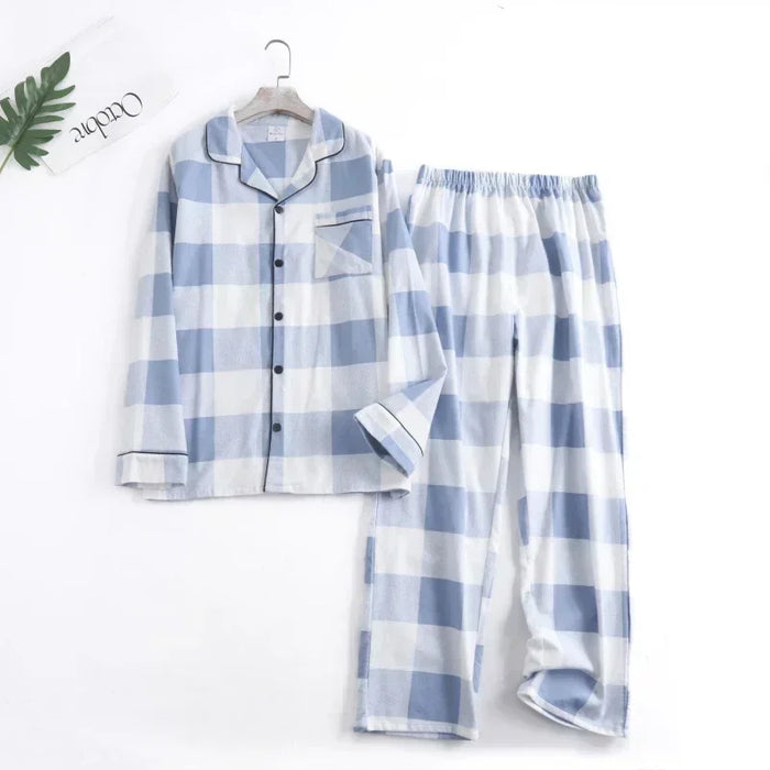 Men's Home Suits Long-sleeved Trousers Suits for Autumn and Winter Pijamas for Men Flannel Plaid Design Pajamas for Men