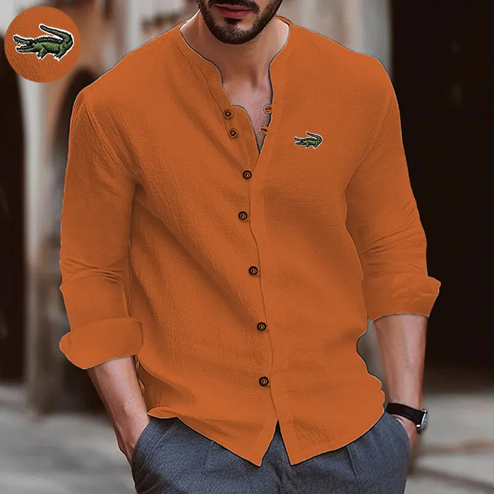 High Quality Men's Spring/Summer New Long Sleeved Cotton Linen Shirt Business Casual Loose Fitting T-Shirt Shirt Top S-2XL