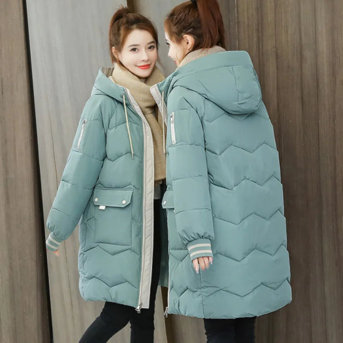 2023 Autumn Winter Women Jacket Coats Long Parkas Thick Warm Jackets Windproof Casual Coat Female Down Cotton Hooded Overcoat