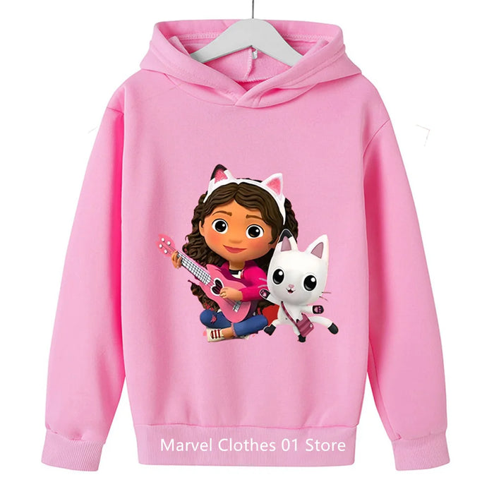 Kawaii Gabbys Dollhouse Hoodie Kids Clothes Girls Clothing Fashion Baby Boys Clothes Autumn Warm Sweatshirt Children Tops