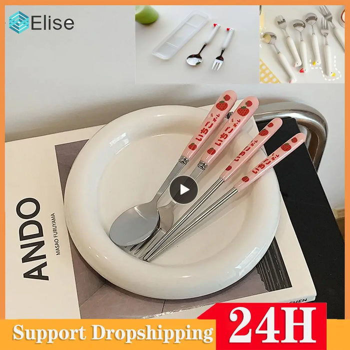 Durable Travel Flatware Odorless New Knife Fork Spoon Creative Portable Dinnerware Set Gift For Relatives Family Friends Safe