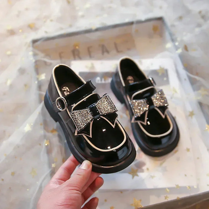 Children‘s Leather Shoes for Toddlers Girls Party Flats Kids Loafers Bowtie 4-9y New Arrival TB2308