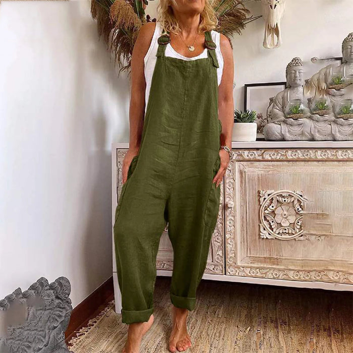 Cotton Blend Plus Size Jumpsuit Women 2023 AutumnCasual Solid Overalls Bodysuits Oversized Wide Leg Pants Female Clothing  Rompe