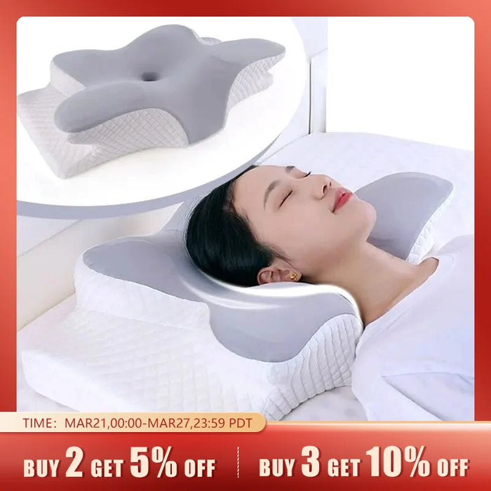 Memory Foam Pillows Butterfly Shaped Relaxing Cervical Slow Rebound Neck Pillow Pain Relief Sleeping Orthopedic Pillow Beding