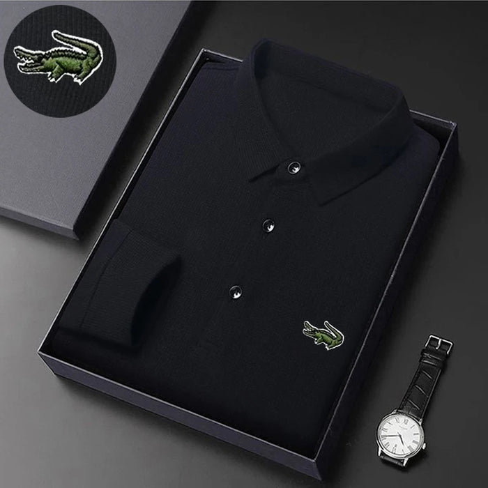 High quality Men's Long Sleeve T-shirt Spring And Autumn Cotton Embroidered Polo Shirt Lapel Men's Clothing Base Shirt Loose