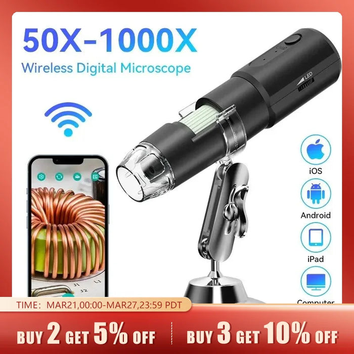 Wifi Microscope Camera 1000X Digital Magnifier for Android IOS iPhone iPad Electronic Stereo Wireless Video Microscope Camera