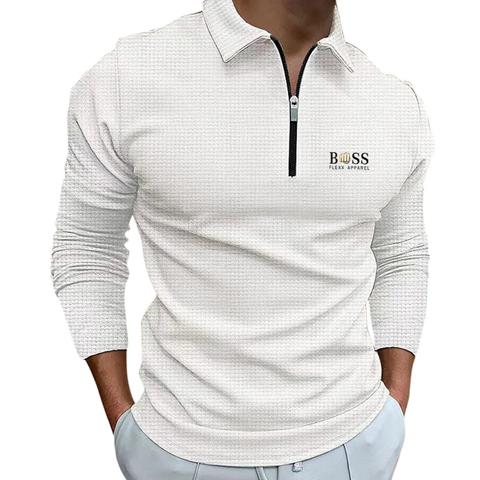 New men's autumn and winter leisure printed long sleeve POLO shirt High quality lapel button down T-shirt European size long sle