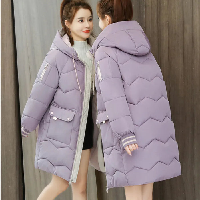 2023 Autumn Winter Women Jacket Coats Long Parkas Thick Warm Jackets Windproof Casual Coat Female Down Cotton Hooded Overcoat