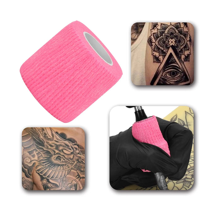 5cmx1.8m Tattoo Grip Wraps Self-Adhesive Tattoo Grips Cover Elastic Finger Wrist Protection Sweat Absorbing for Tattoo Machine