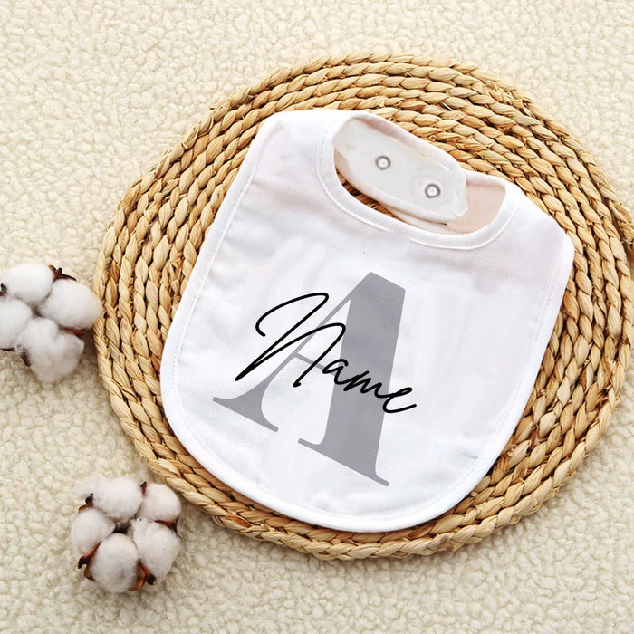 Personalised Baby Bib Bibs Custom Initial with Name Boys Cotton Infant Saliva Towel Letter Print Bib Baptism Baby Shower Gifts