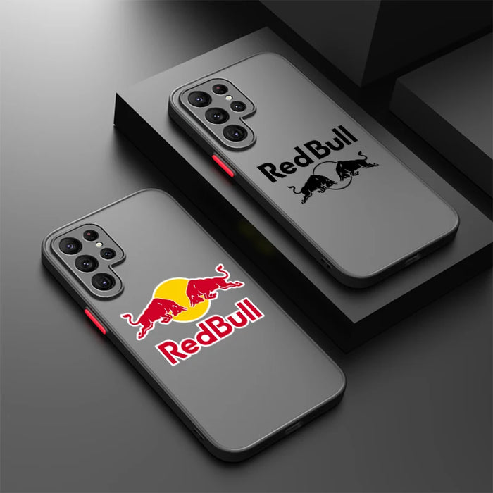 RED Energy drink Bull For Samsung S23 S22 S21 S20 FE S10 S9 Note 20 10 Ultra Lite Pro Plus Frosted Translucent Phone Case